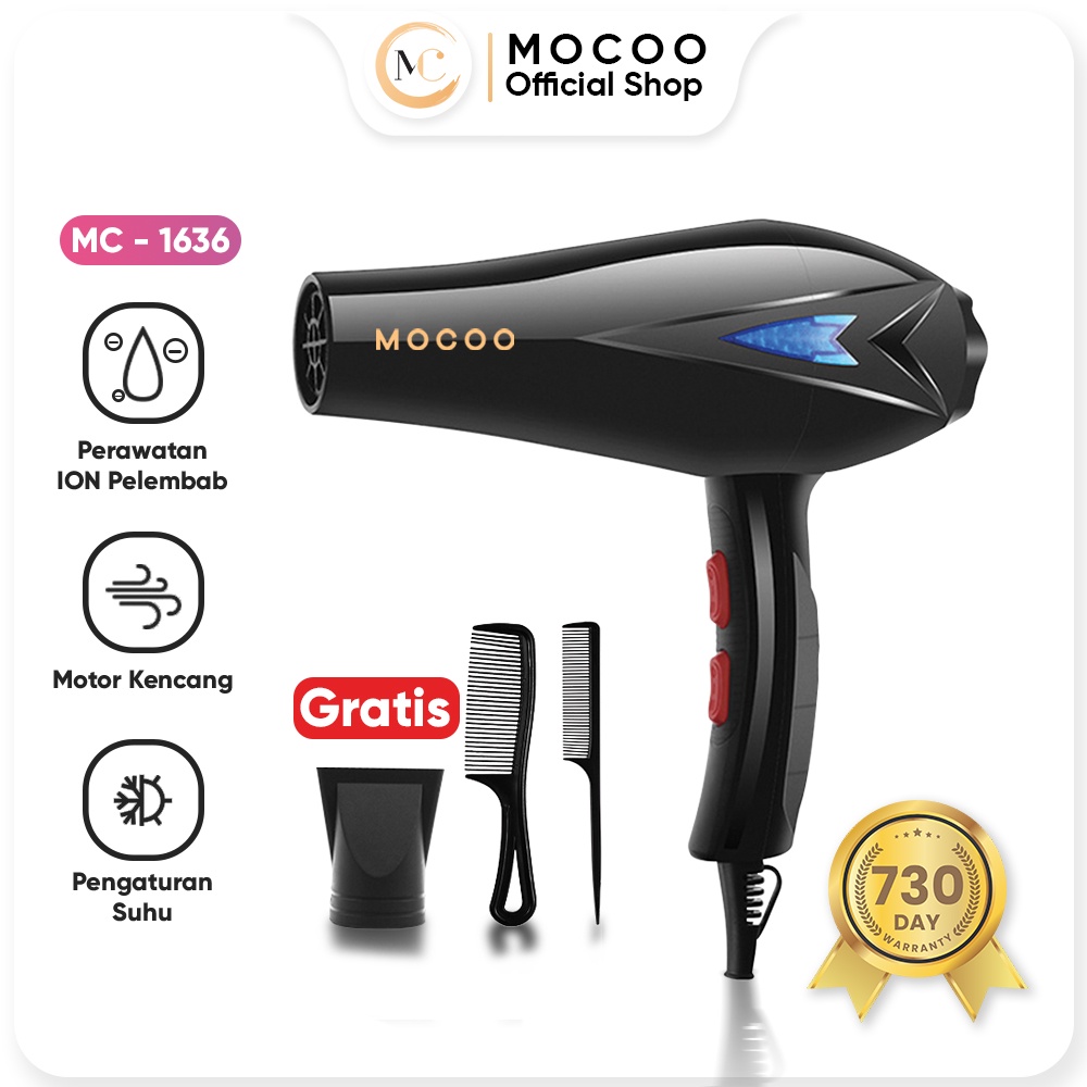 MOCOO Pengering Rambut Professional Hair Dryer Professional ( Free Sisir )MC-1636