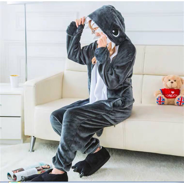 BAJU ONESIE KOSTUM SHARK ABU ABU IKAN HIU PAUS BABY SHARK DEWASA ANAK PIYAMA COSPLAY BAJU TIDUR