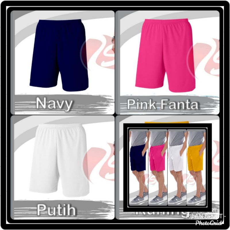 Celana pendek polos hitam putih navi kuning training pendek putih celana tes masuk polisi tni shorts pants plain black yellow navy pink fanta white training polos bawahan olahraga pria wanita jember sport online jawa timur