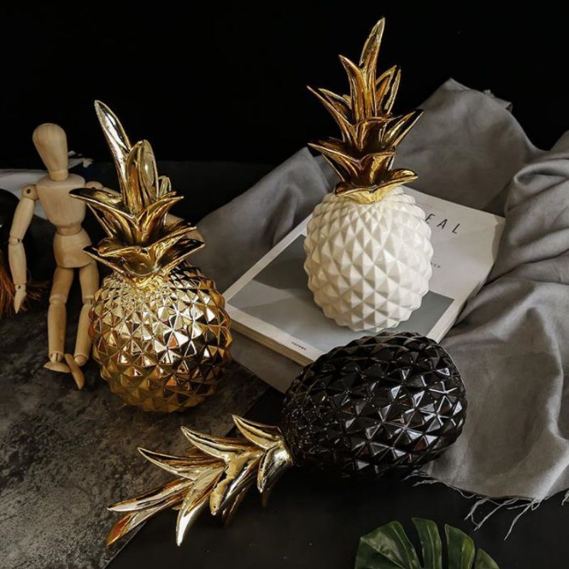 Dekorasi Desain Nanas Warna Emas Pajangan Nanas Tempat Pajangan Nanas Untuk Meja Dekor - Pineapple Ornament