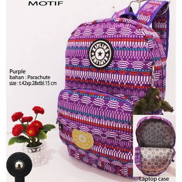 Tas Ransel Backpack Kipling Motif Tribal Purple TR5089