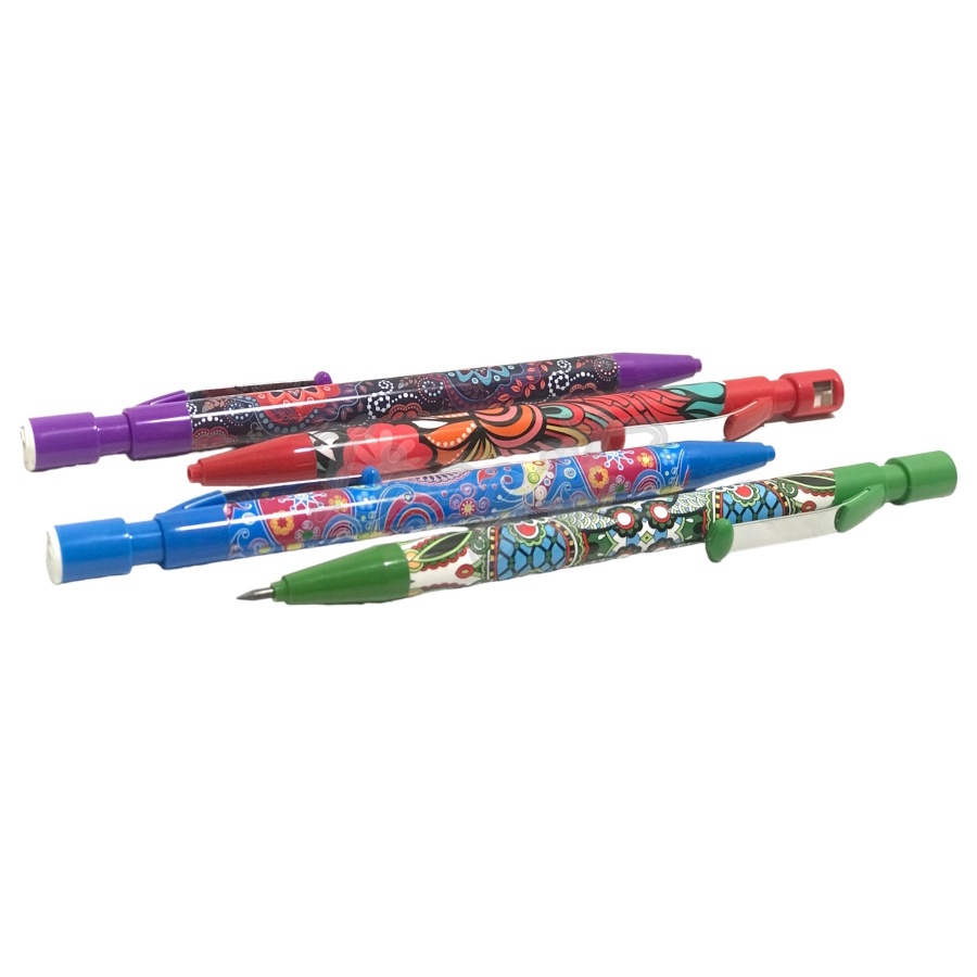 ( Ecer 1 pc ) PENSIL MEKANIK TIZZO - MECHANICAL PENCIL MOTIF BATIK / KAYU WARNA MENARIK