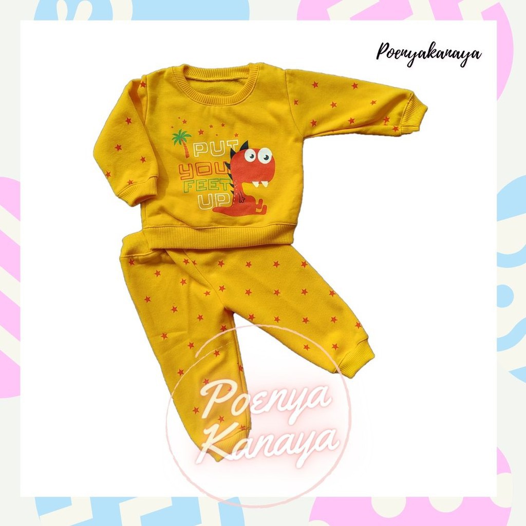 SPY93 Setelan Sweater Jaket Bayi Anak Panjang PUT YOU FEET HBc Size 1-2 Tahun-Kuning