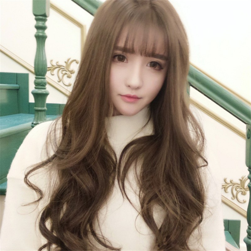 Wig Rambut Wanita Long Curly Hair Style Korean Version Kualitas Premium / Natural Wig