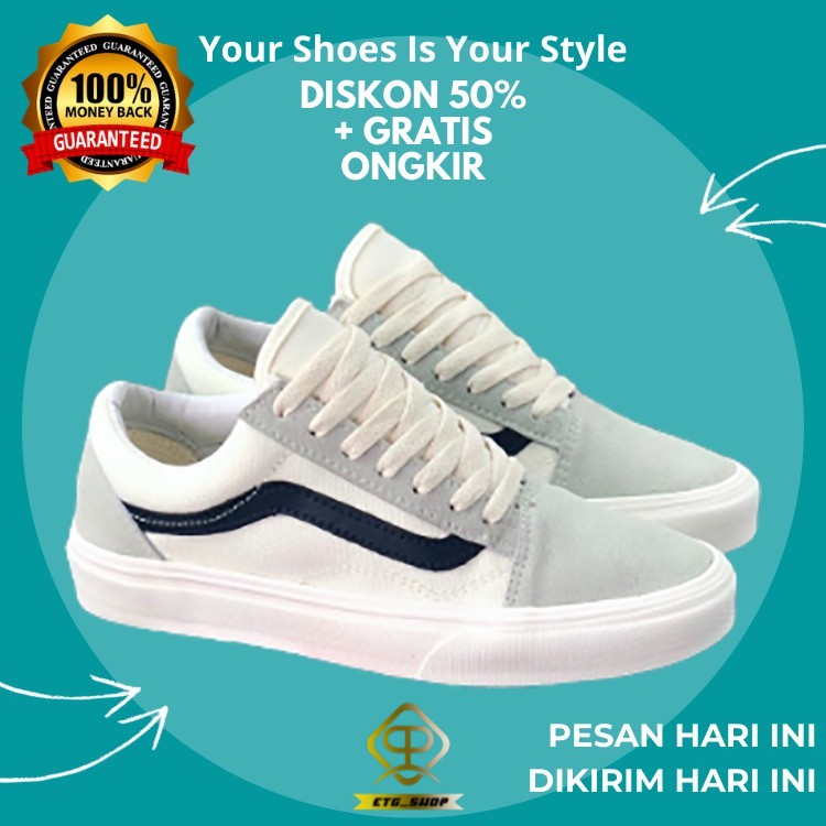 (BISA COD) VANS OLDSKOOL OFF WHITE NAVY PREMIUM DT BNIB / VANS OLDSKOOL PREMIUM DT