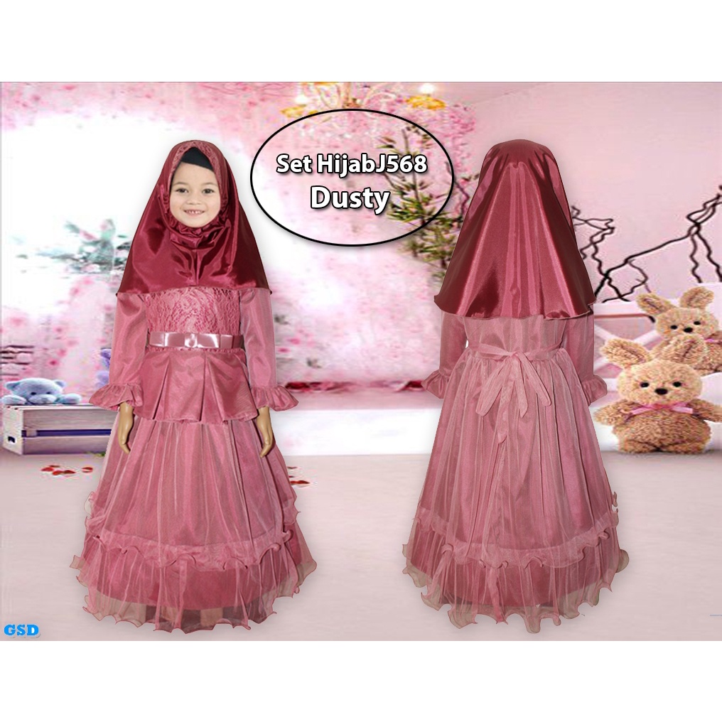 Set Hijab J568 J569 J570/ Gamis Anak Brukat Usia 5 - 8 Thn /Gamis Muslim /Baju Ngaji Anak Murah Good Quality/ Baju Kondangan Best Seller