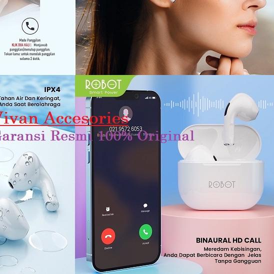 ✬ ROBOT Airbuds T50 Wireless Bluetooth Earphone TWS Earphone original ✲