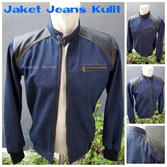 Jaket jeans levis kombinasi kulit jaket jeans pria cowok distro
