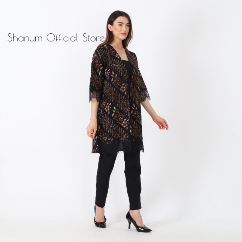 Atasna Batik Wanita Modern Batik Cassual Atasanbatik BATIK LACE MEWAH BATIK BATWING(HITAM)