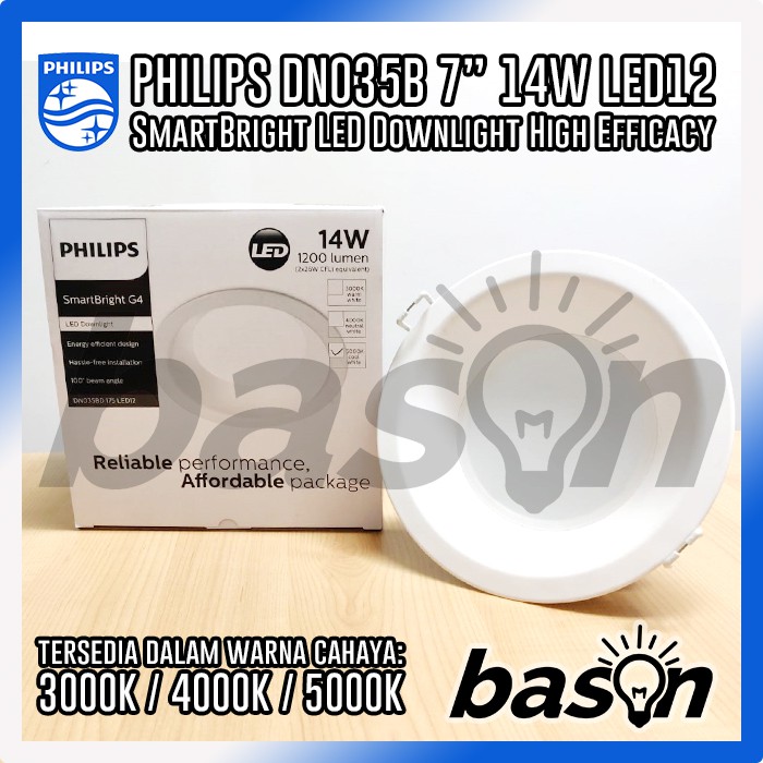 PHILIPS DN035B 14W 1200lm  D175 7&quot; PSU WH -  LED Downlight Profesional