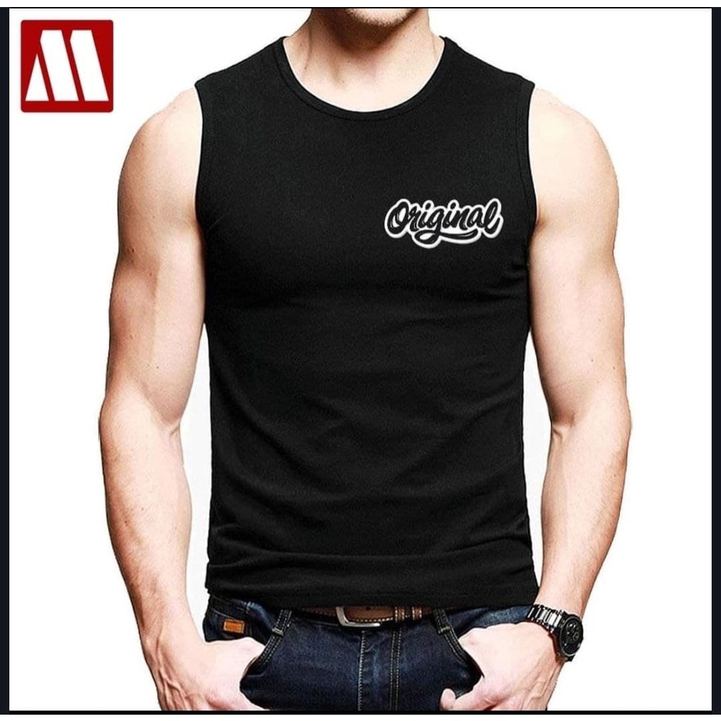 MCM. ORIGINAL Singlet Olahraga Pria/ Kaos Pria Tanpa Lengan ( Gym dan Santai )