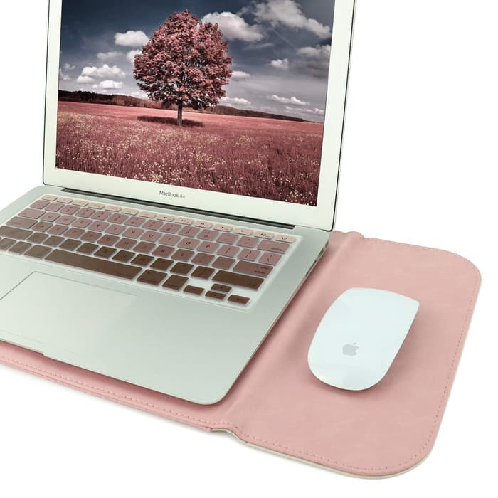 Tas Laptop Sleeve Case For Macbook Air 13'' Leather Softcase Waterproof - Pink