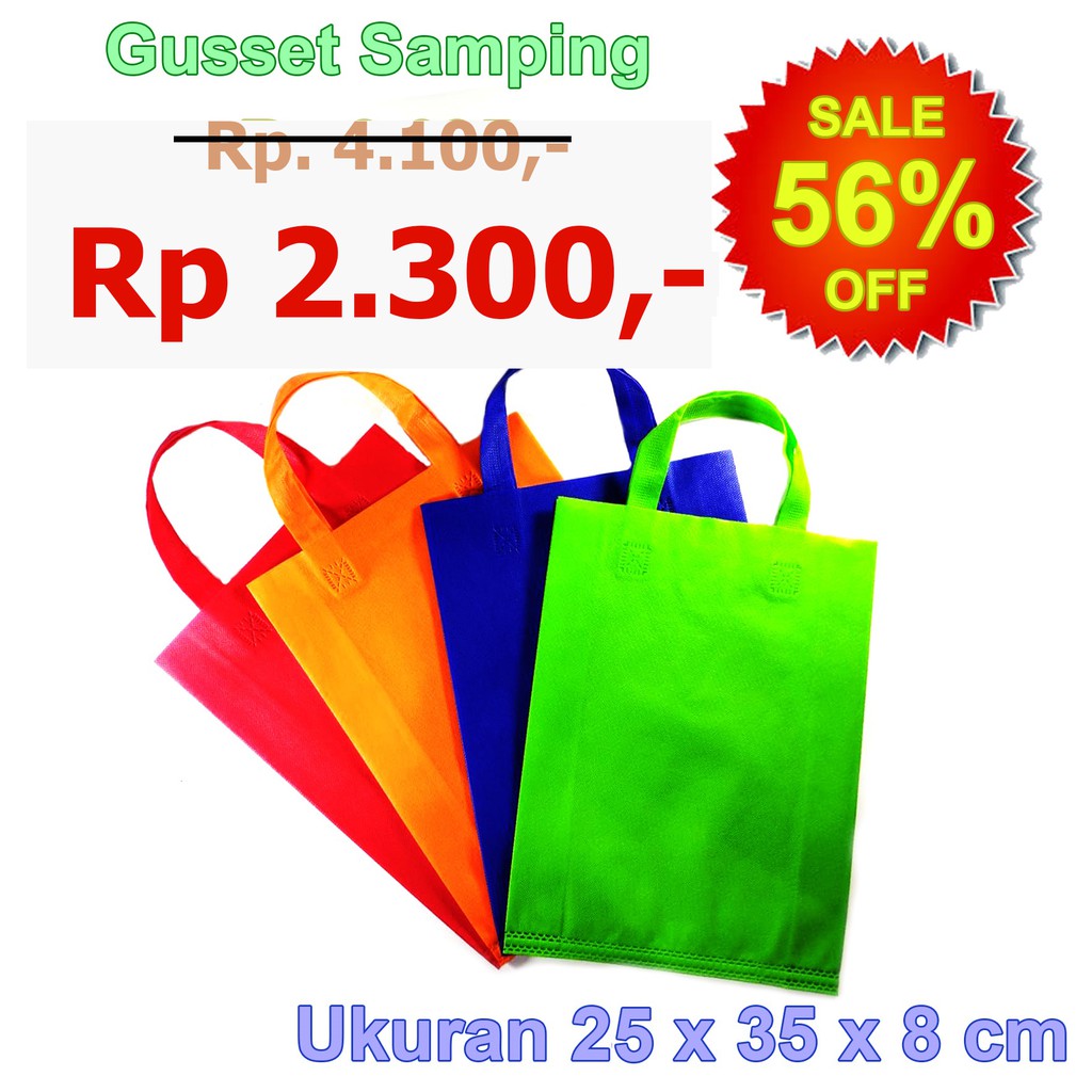 

Tas Spunbond / Pouch Bag / Goodie Bag Model Gusset Samping 25x35x8cm