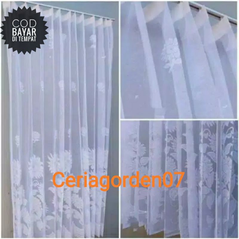 Gorden Jendela Vitrase Motif Bunga Matahari Gorden Vitrase Putih Minimalis Gorden Siang