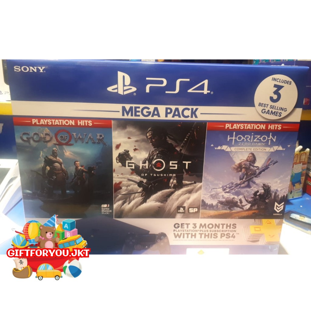 Sony Playstation PS4 Slim 1TB Mega Pack Bundle Game Ghost Garansi Resmi Megapack Console Original