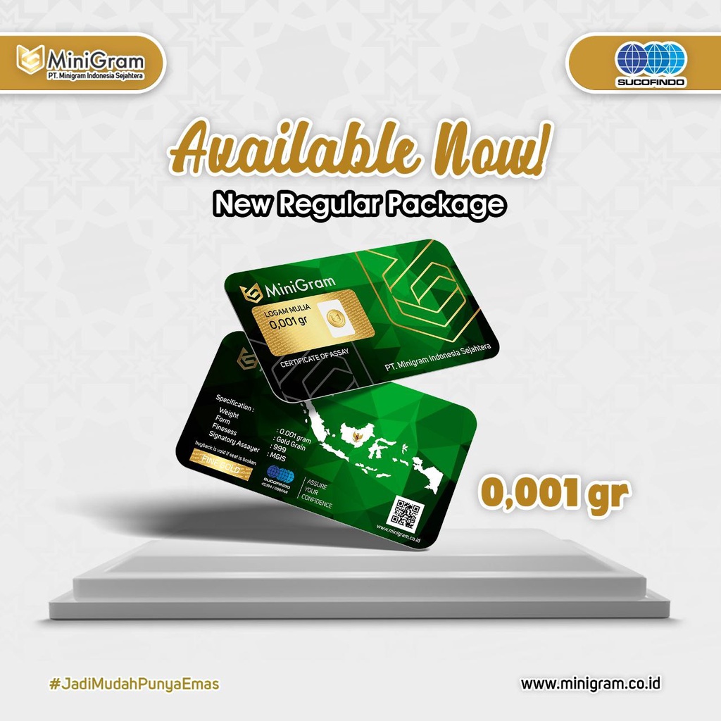 TAO Distributor Agen Resmi MINIGRAM Logam Mulia Emas Murni 24k Sertifikat Resmi 0.001 gram
