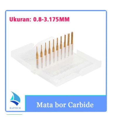 Mata Bor Carbide Drill Bit 10 pcs Endmill PCB 1-8 inch 0.8 -3.175 mm