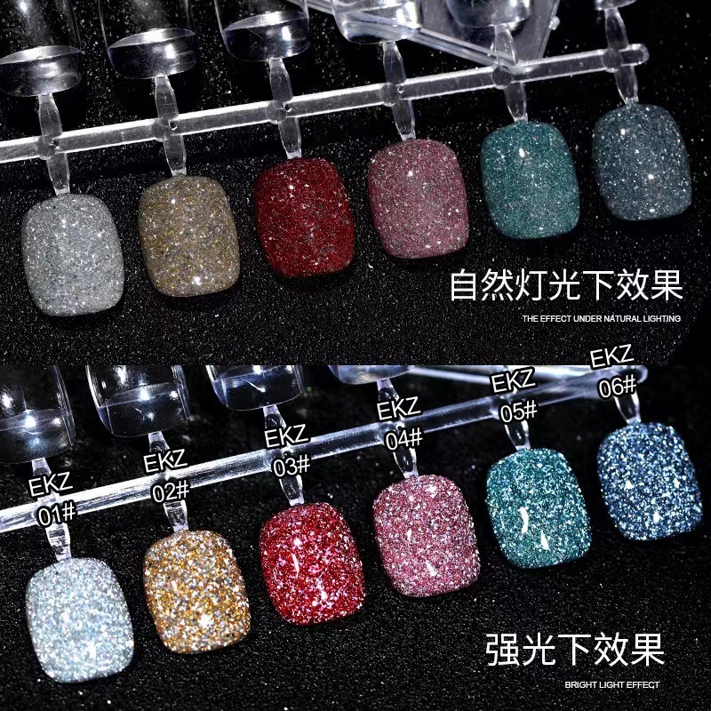 1SET AS GEL GLITTER SET 6 WARNA POT CARAT RUBBER FLASH MENYALA / KUTEK GEL FLASH AS GLITTER NEW CODE EKZ