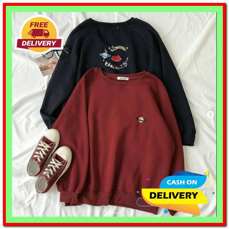 Sweater Oversized Wanita Crewneck Switshirt Wanita Murah Atasan Baju Wanita Swetshirt Kekinian Swete