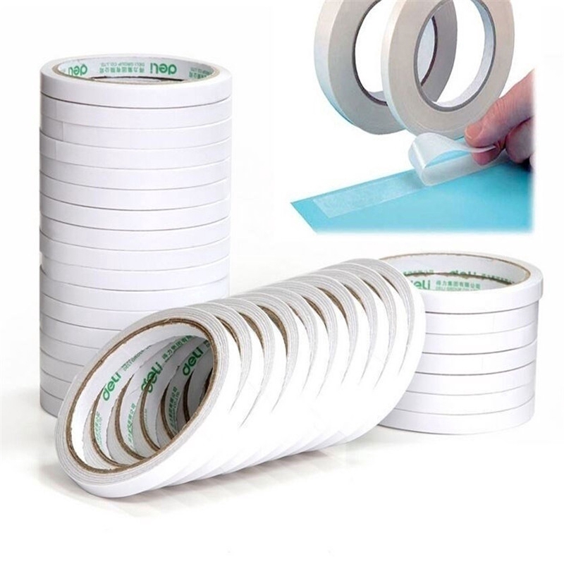 5 Rolls 9M Length Double Sided  Strong Adhesive Tape / width 6mm  Super Slim Strong Sticker Tape /  Doubles Faced Adhesive For School Car Office Home