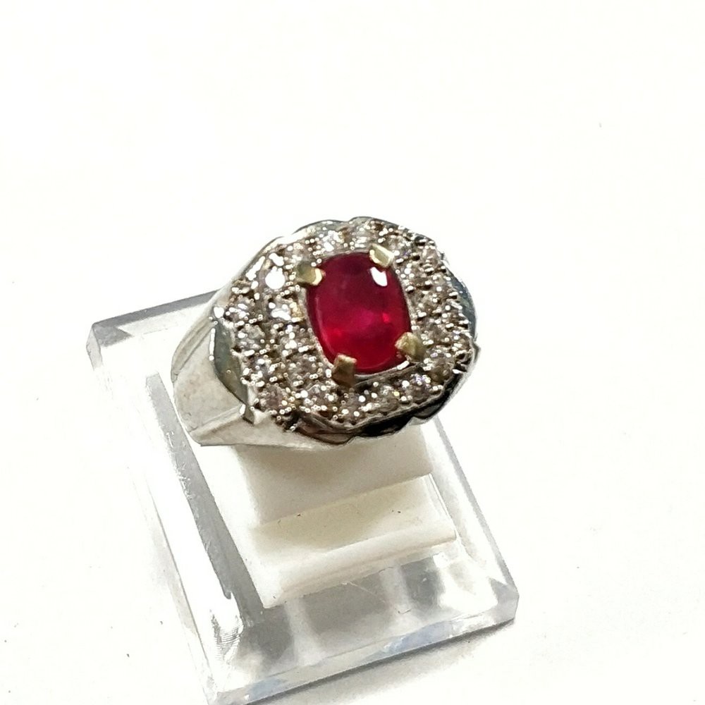 CINCIN BATU AKIK PERMATA NATURAL RUBY MERAH DELIMA CUTING