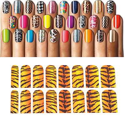 

Kuku - Stiker & Hiasan Flowers Lace Decal Manicure Tip Nail Art Sticker (Tiger Pattern) SBAFBD