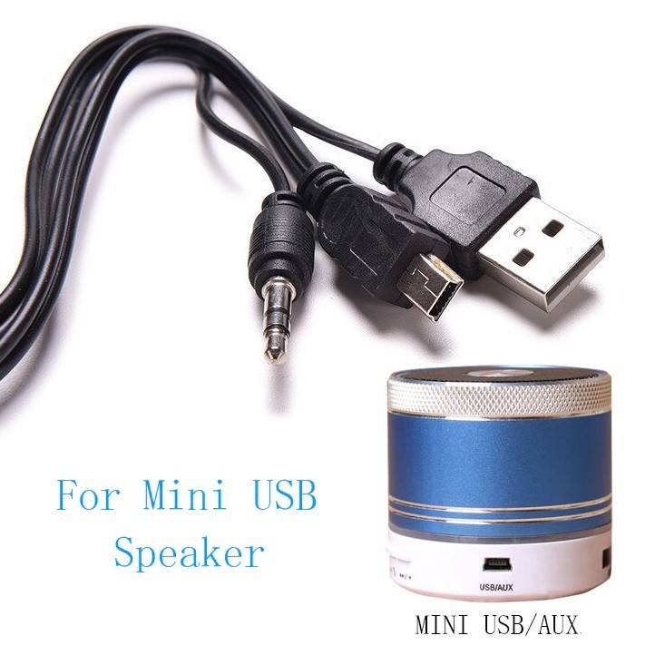 Kabel USB Charger Speaker Plus Jek TRS Audio Aux IN 3.5mm to Mini USB