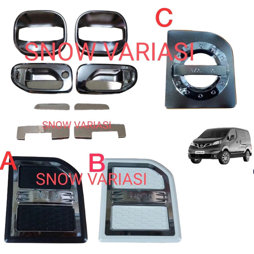 Paket Outer Handle Tank Cover Nissan Evalia Chrome
