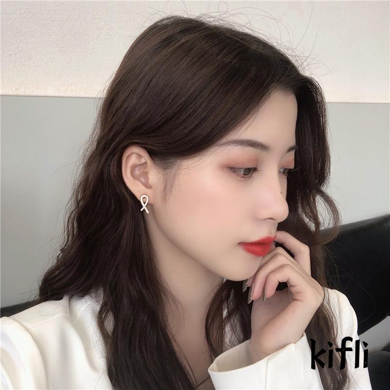 Anting Tusuk Desain Geometri Silang Hias Berlian Gaya Simple Untuk Wanita (KD)