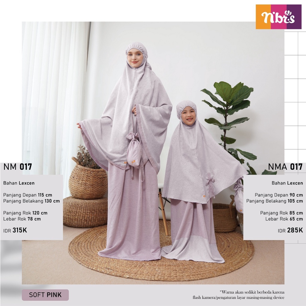 Nibras Mukena NM 17 NMA 17 Bahan Lexcen Mukena Couple Ibu dan Anak by NBRS