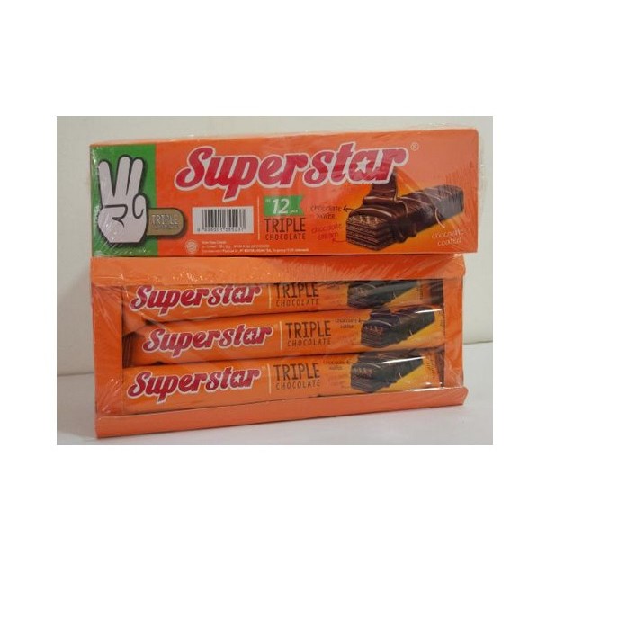 

Wafer Triple Coklat | Superstar Chololate Wafer 12 Pcs