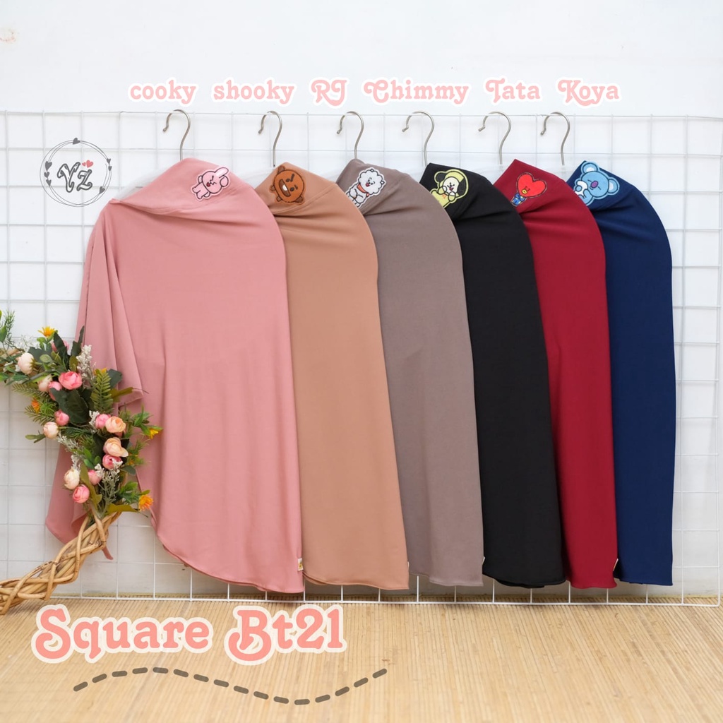 jilbab square hijab pashmina instan bt21 for kids