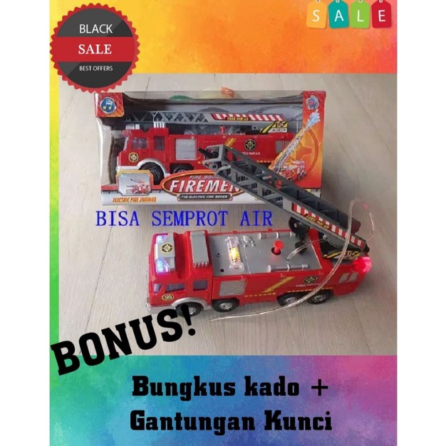 Jual Mainan Mobil Pemadam Kebakaran Semprot Air Fireman Fire Squad Mainan Mobil Damkar Sirine 7348