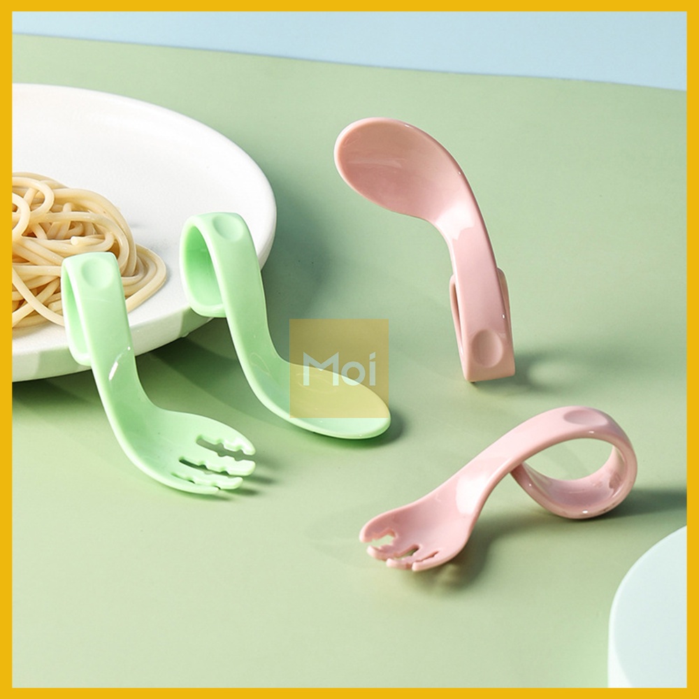 Set Sendok Garpu Anak Training Belajar Makan / Self Feeding / Toddler Spoon Right Handed