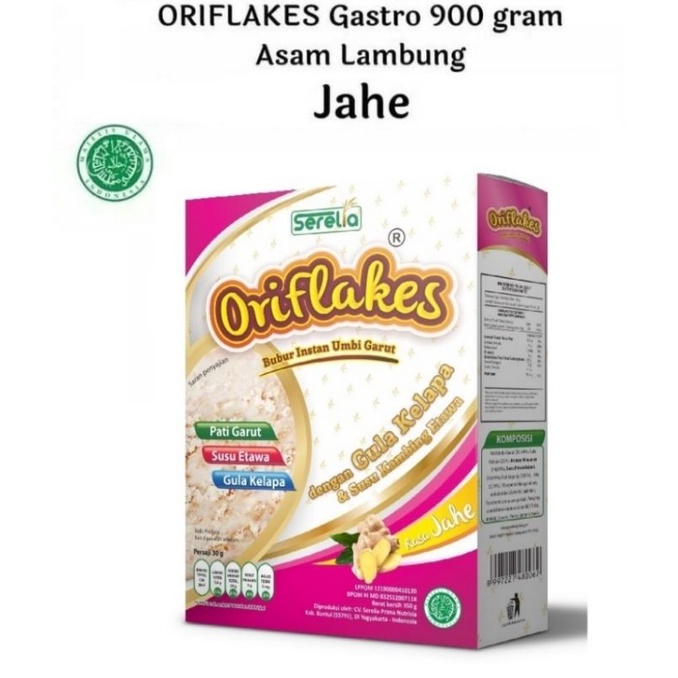 ORIFLAKES GASTRO sereal umbi garut obat asam lambung Gerd Anxiety 900 gr Rasa Jahe Oriflakes Malang