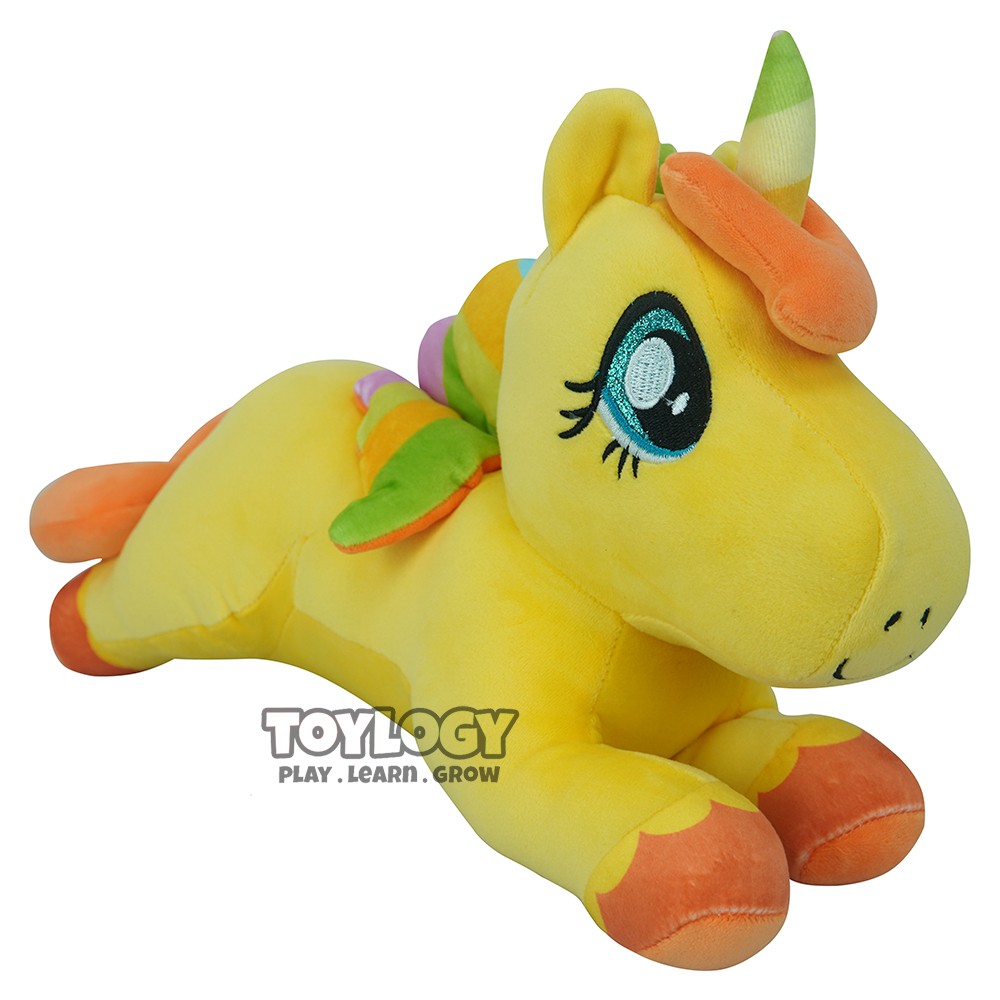 Boneka Kuda Unicorn Little Poni Pony Rainbow Clasie Lying Horse Plush Doll Ungu Biru Pink Kuning