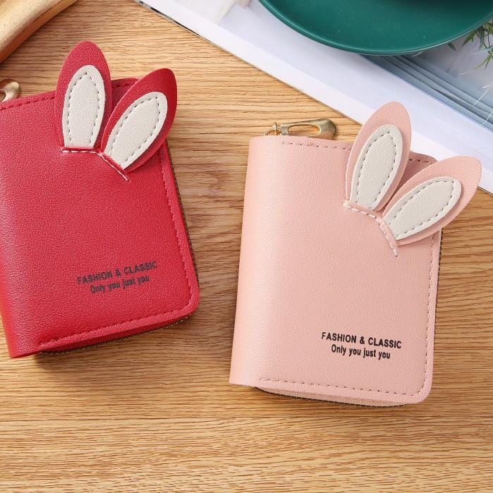 (COD) Dompet Lipat Wanita Motif Telinga Kelinci Dompet Koin MALL SHOPPING