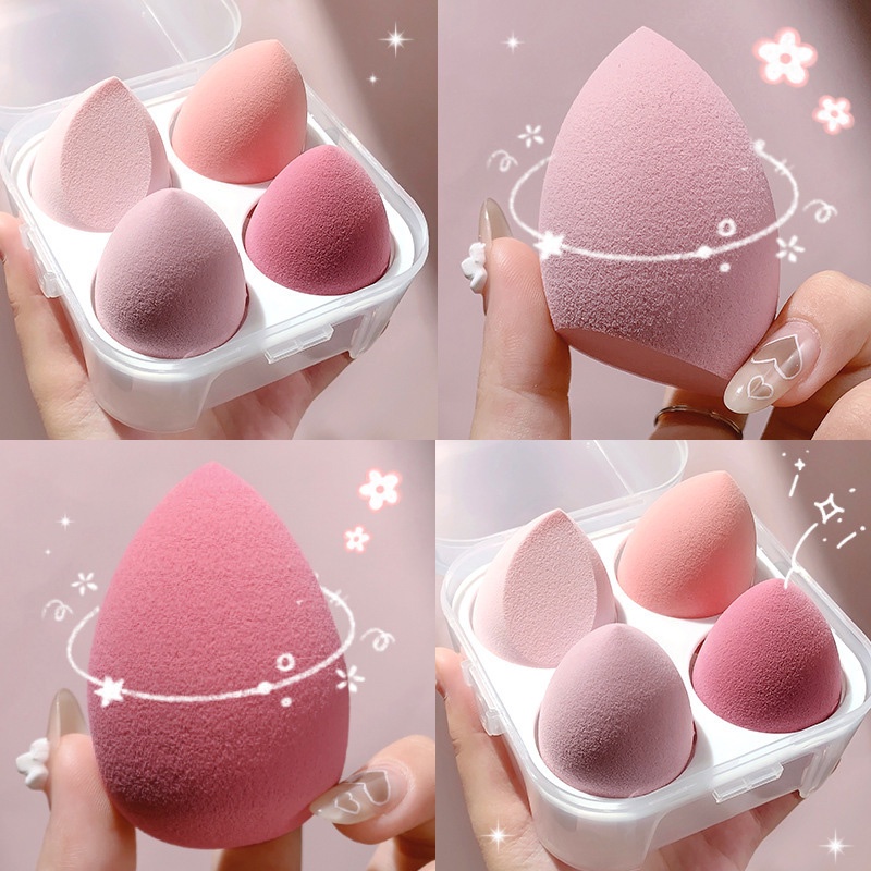 Spons Make Up 4Pcs Beauty Blender Sponge Telur Kosmetik Free Box TMW06