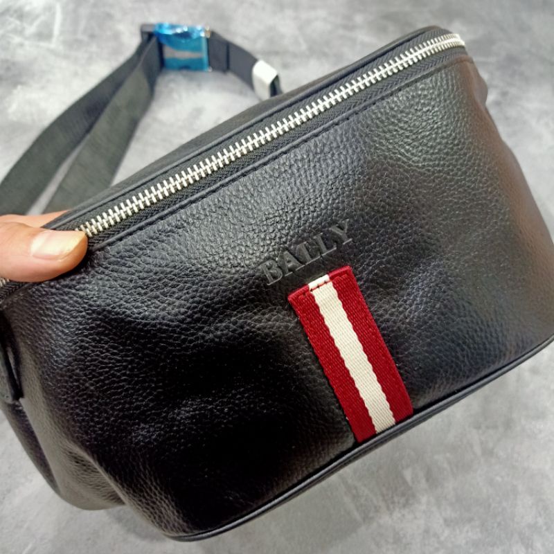 Waistbag Bally Leather Belt Bag Tas Pinggang Kulit Asli Import