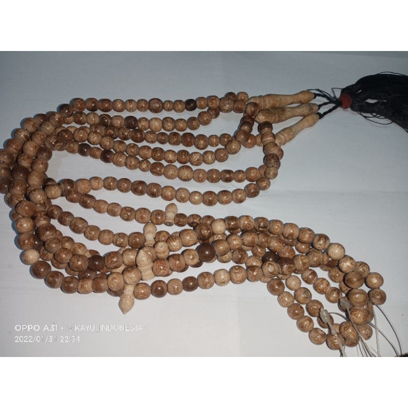 Tasbih akar Bahar putih/ uli gundi Akar batu/tali arus putih 7-8mm Gelang 18 mm 13 butir