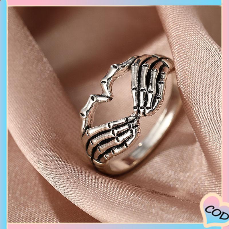 COD❤️ Baru Kreatif Retro Fashion Pria Fashion Wanita Kepribadian Mendominasi Korea Perhiasan Perhiasan Neraka Hantu Jari Cincin-A.one