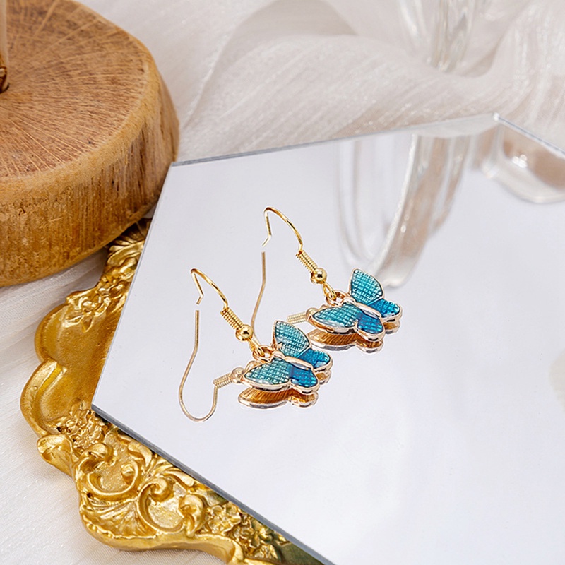 Anting Bentuk Kupu-Kupu Bahan Akrilik Gaya Korea Untuk Wanita