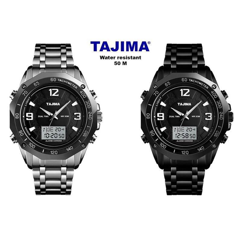 JAM TANGAN TAJIMA 9506 ANALOG DIGITAL STAINLESS STEEL TAHAN AIR GARANSI 1 TAHUN