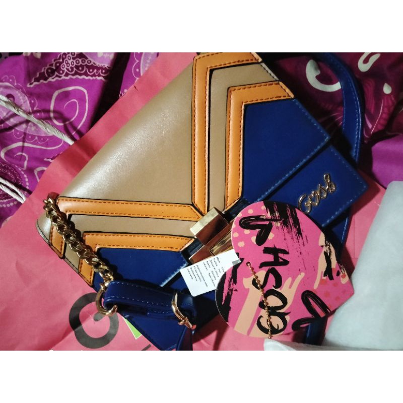 TAS Gosh preloved art warna biru cream PL murah berkualitas