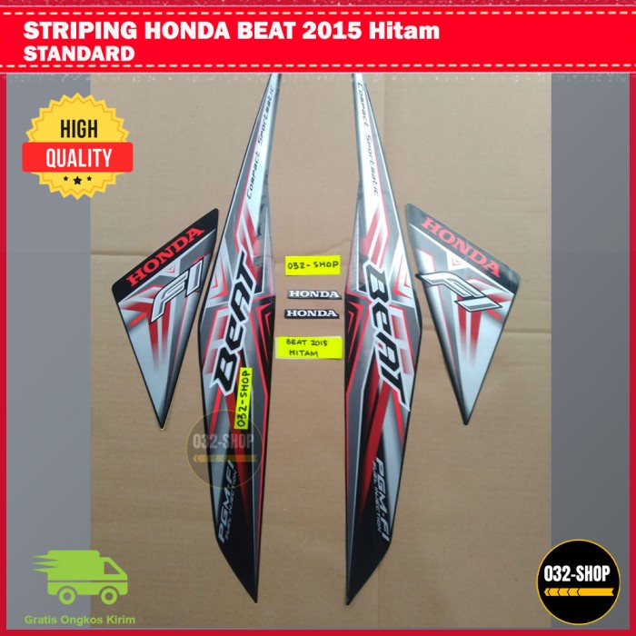 Striping Honda Beat 2015 Standard, Stiker Sticker Body Honda Beat 2015 - Hitam