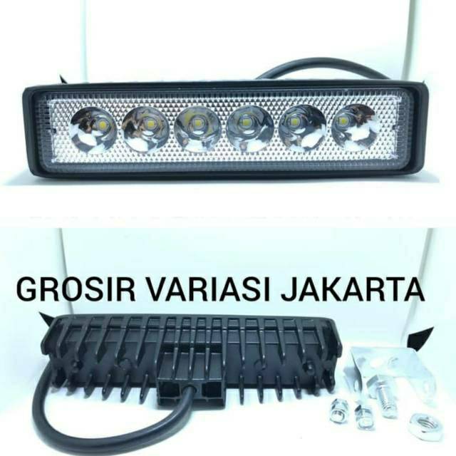 lampu sorot motor mobil led worklight 18w 6 mata panjang high quality
