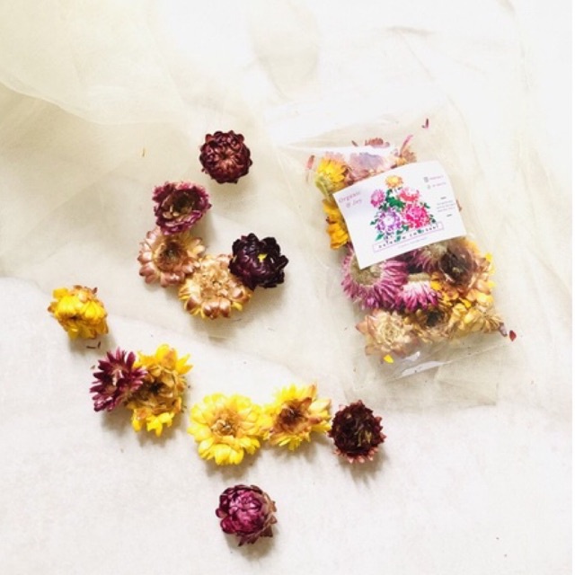 Organic&amp;Joy •Teh Bunga Rainbow Chrysant/Colorful Chrysant/Tibet Chrysanthmum flower tea (atasi radang,pulihkan stroke,kontrol gula darah,sehat jantung,teh bunga krisan warna warni,teh krisan tibet,teh bunga herbal,tisane)