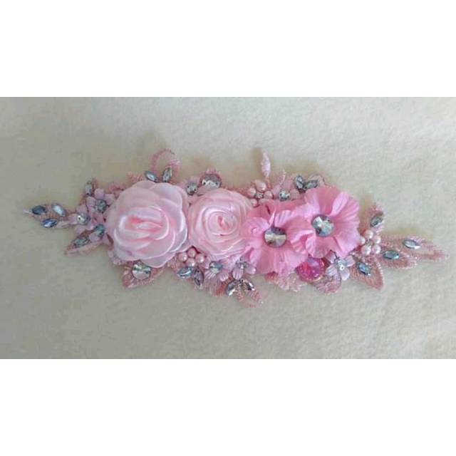 headpiece weding pink/ aksesoris hijab/ korsase hijab/hearpiece brokat/bunga / mahkota bunga