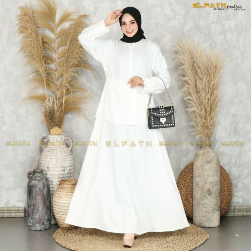 gamis toyobo putih polos cantik terbaru terlaris/gamis seragam putih putih/gamis elfath