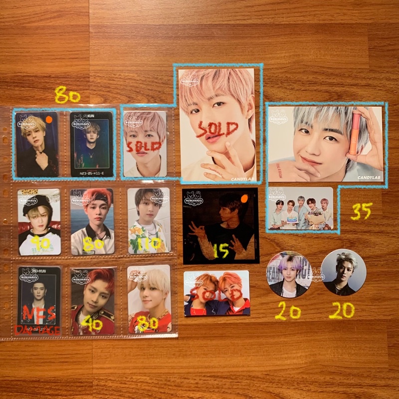 pc kun arrival + access card renjun concept candylab group + jaemin postcard chenle deco sticker con